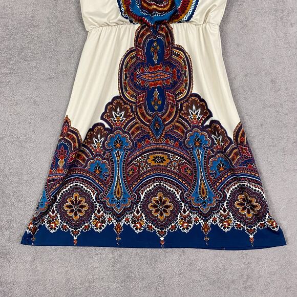 Bailey Blue Dress Women Small White Multi Floral Stretch Strapless A-Line Boho - Picture 3 of 11